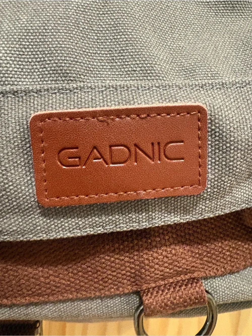 Gadnic Gray Canvas Backpack with Leather Accents